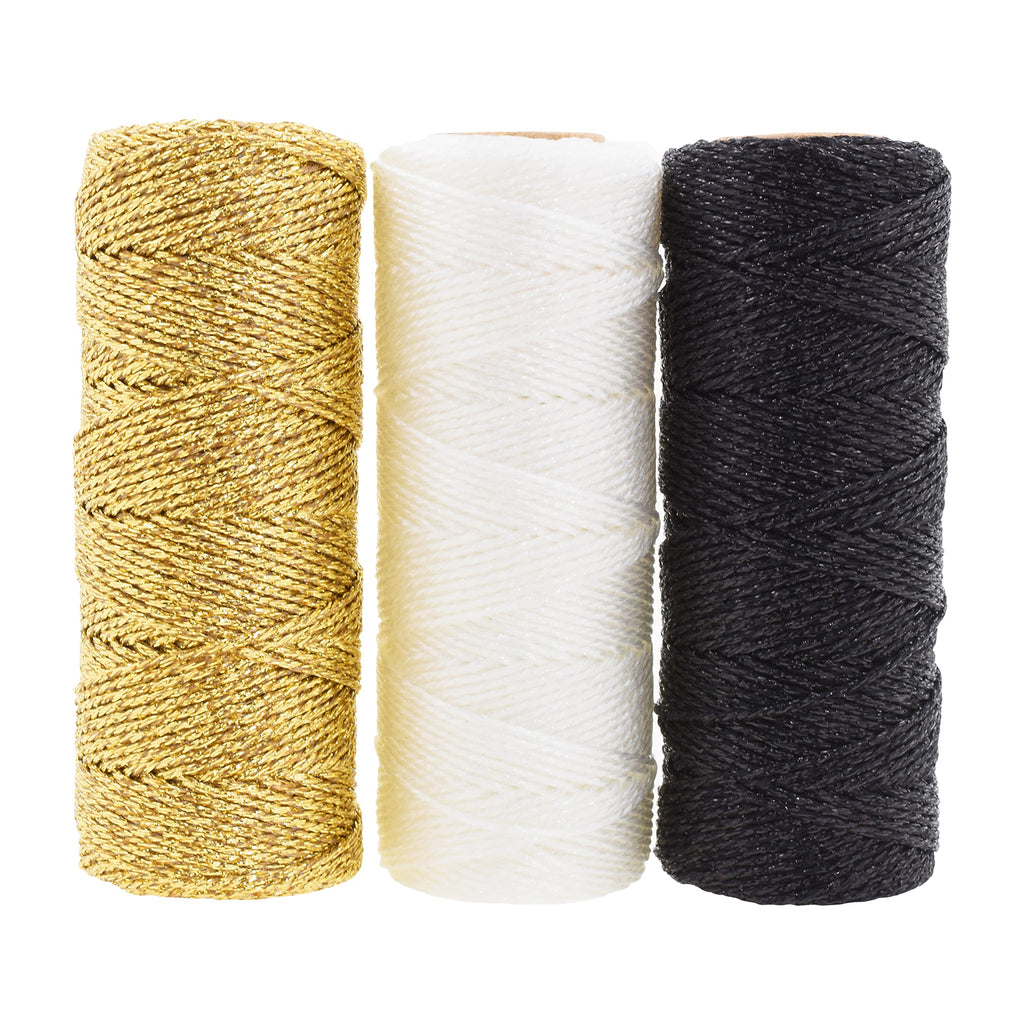 Black White Gold Gift String, Metallic Baker's Twine