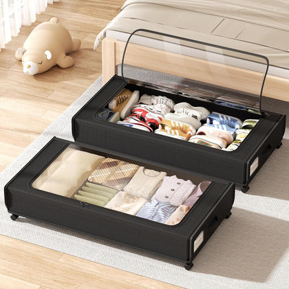 XXXXL Extra Long Under Bed Storage with Wheels,BIGGEST Size Available(66L) under the bed storage Organizer with