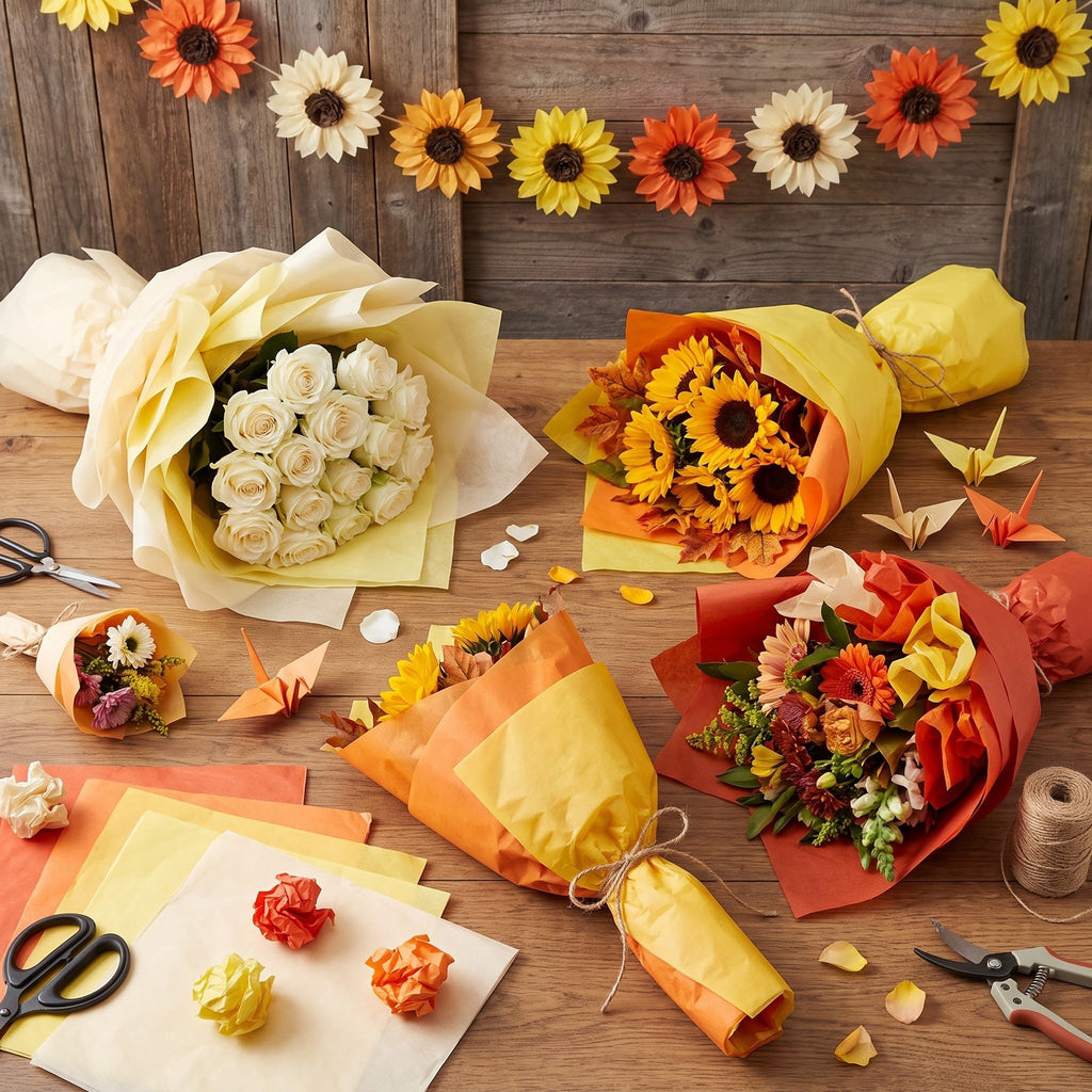Assorted Yellow Tissue Paper 14x20in 150 Sheets Bulk Wrap in 5 Colors