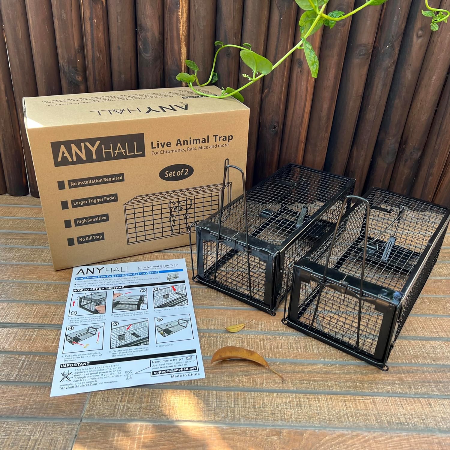 2-Pack Rat Traps Humane Live Mouse Vole Chipmunk Trap Cage (Black)