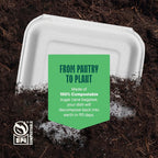 100% Compostable Clamshell Take Out Food Containers [8X8" 50-Pack] Heavy-Duty Quality to go Containers, Natural