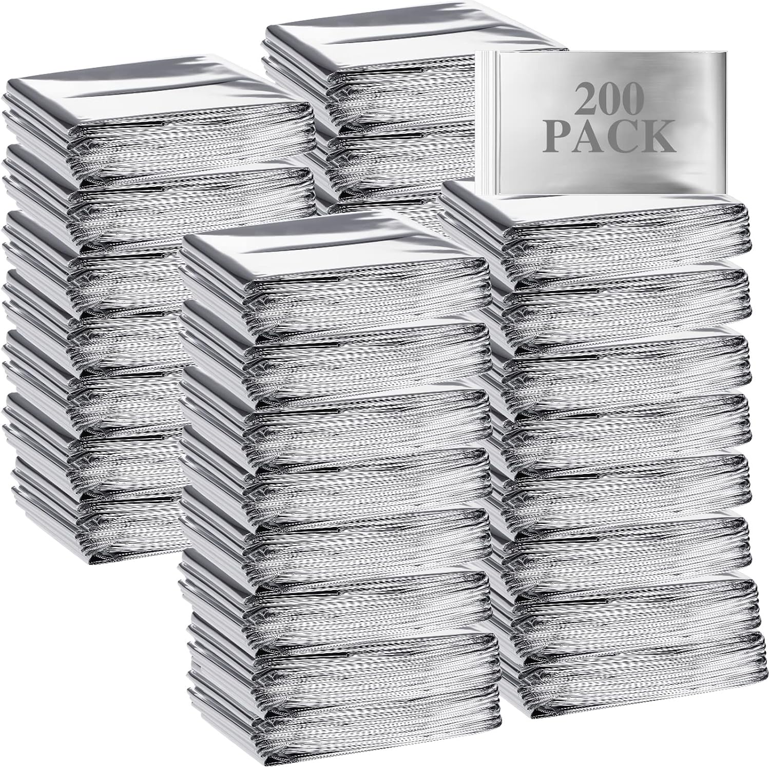 Emergency Blanket Bulk - Survival Thermal Silver Foil Reflective Blankets Set Pack for Outdoors Shelter Space