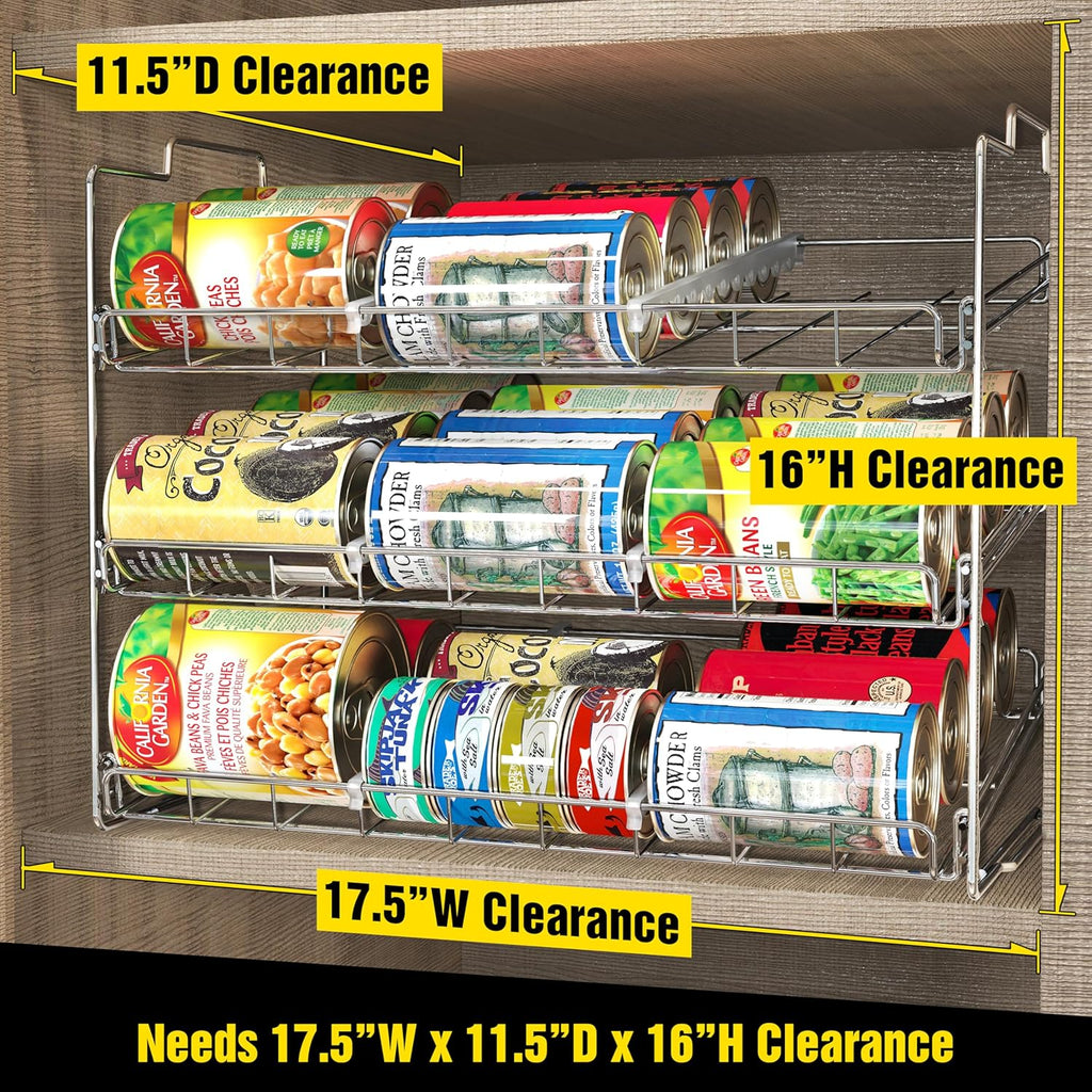 Stackable Can Rack Organizer for Kitchen and Pantry, Holds Upto 36 Cans, Chrome Finish