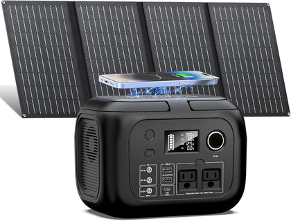 Solar Powered Generator 300W Peak/70400mAh, 260Wh Portable Power Station with Panels 40W Included, Solar Generator