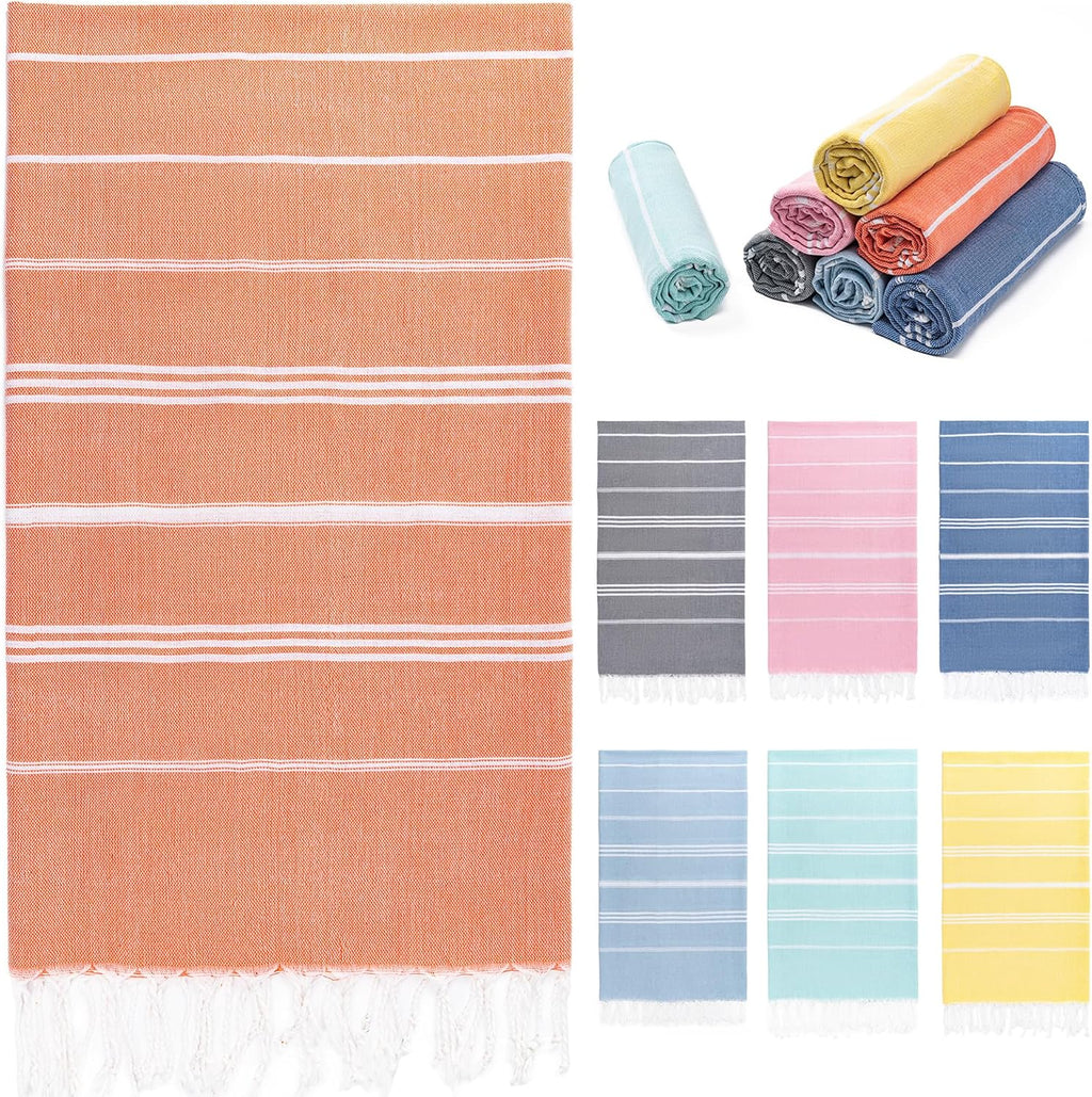 Turkish Beach Towel, 36"x71" Quick Dry Sand Free Oversized, Thinner Coral | Bath Pool Swim Towel, Lightweight Travel