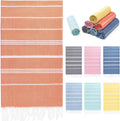 Turkish Beach Towel, 36"x71" Quick Dry Sand Free Oversized, Thinner Coral | Bath Pool Swim Towel, Lightweight Travel