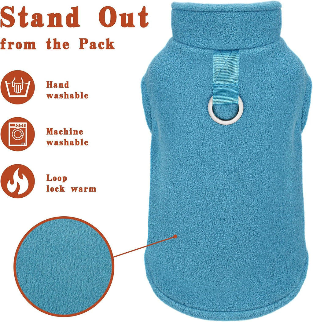 Sleeveless Pullover Fleece Vest for Small Dogs: Cozy Polyester Dog Jacket, Tank Top Sweater with Leash Ring and