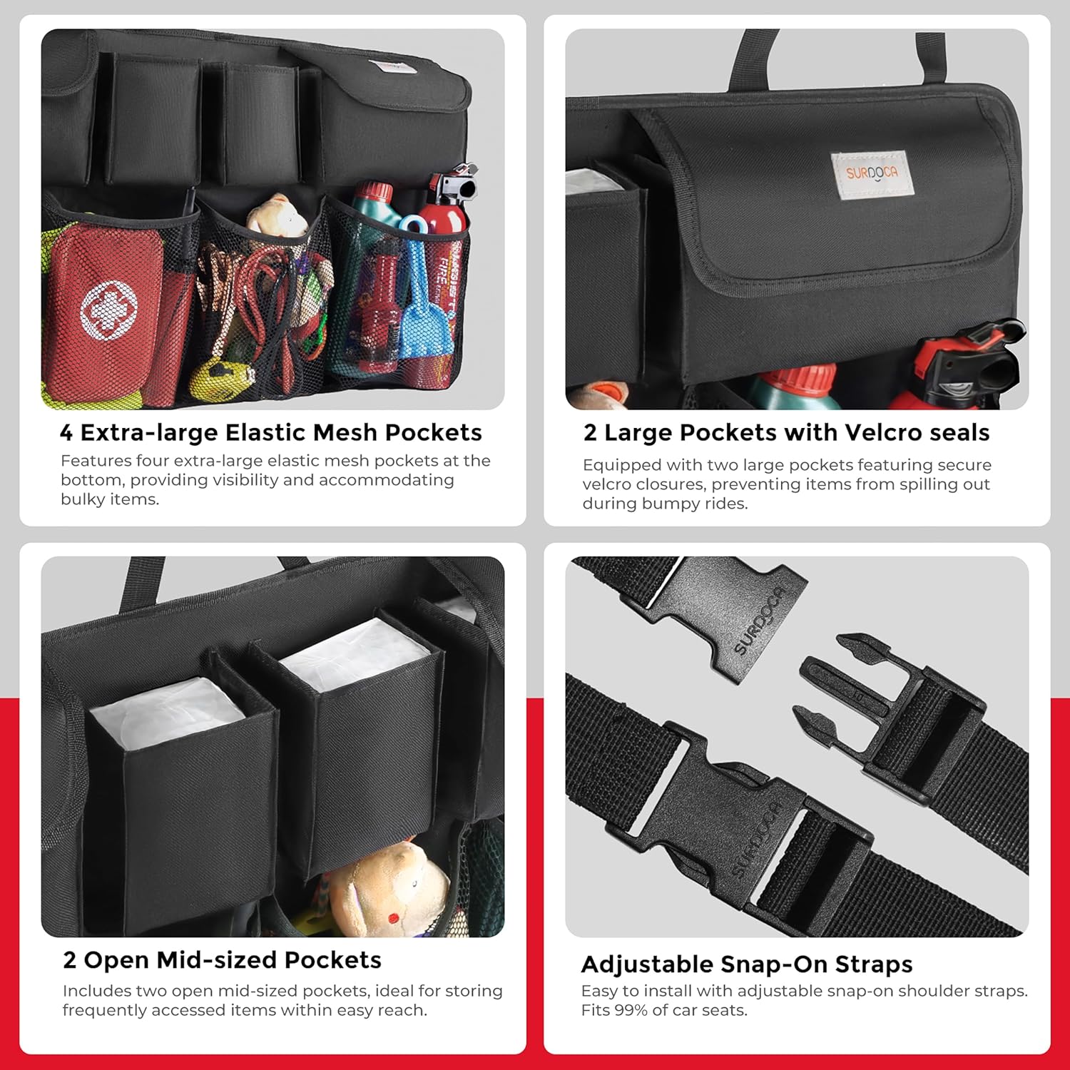 Car Trunk Organizer, LARGE CAPACITY(43 x 19 in) Car Storage Bag with 8 Pockets, 7X Upgraded Trunk Storage Organizer