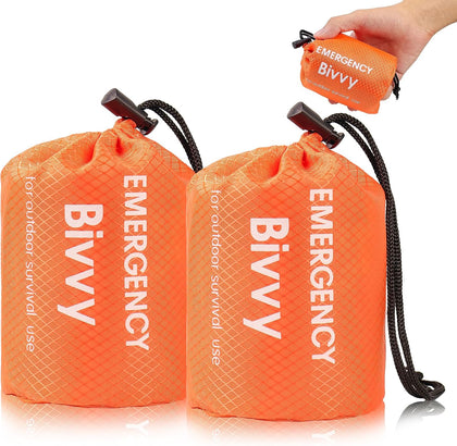Emergency Sleeping Bag, Survival Bivy Sack Mylar Thermal Emergency Blanket Waterproof Lightweight Portable Shelter