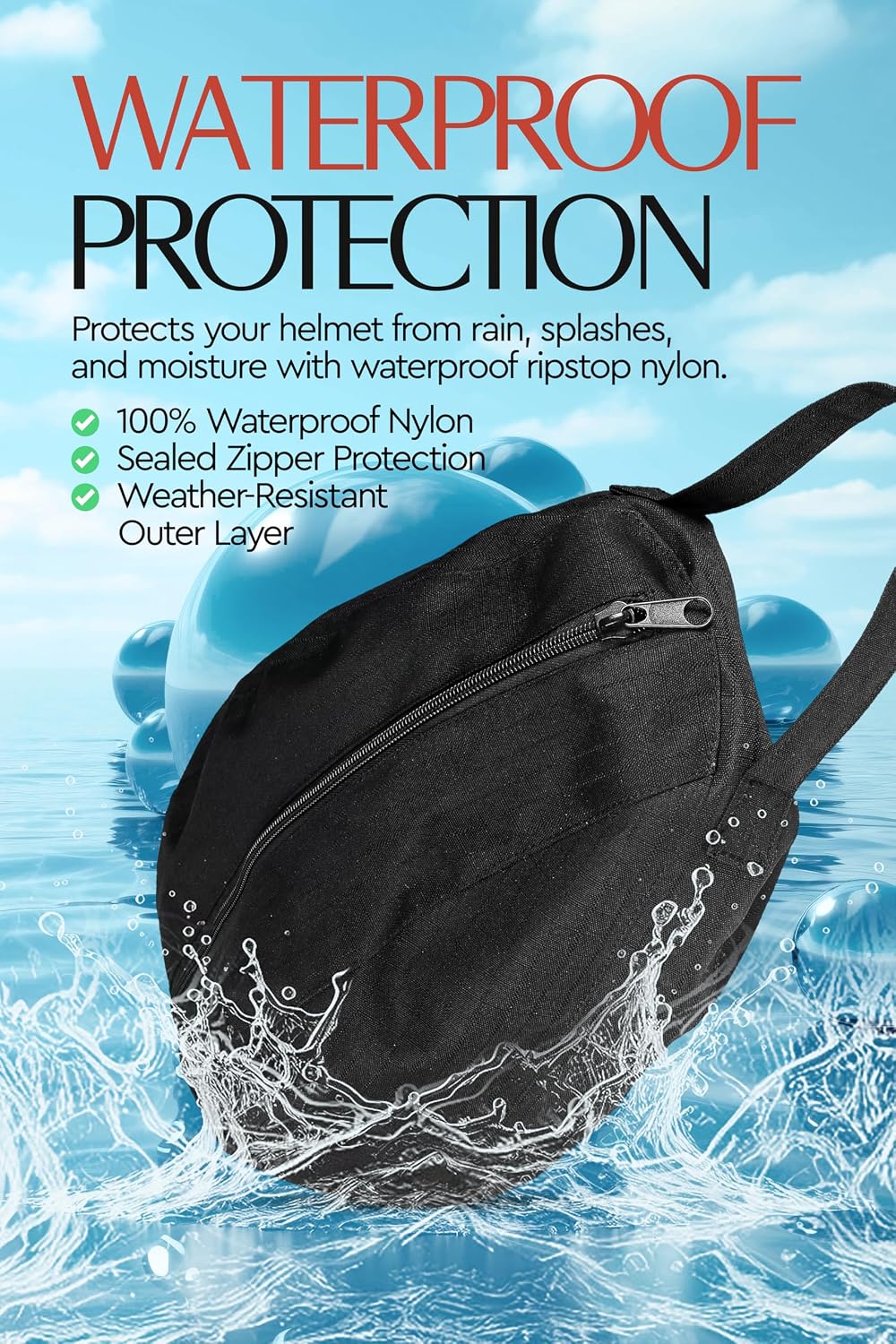Waterproof Nylon Equestrian Helmet Bag, Durable Ripstop Design