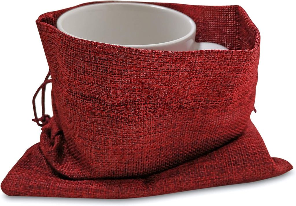 50 Red Burlap Gift Bags With Drawstring, 7x10 Inch Pack