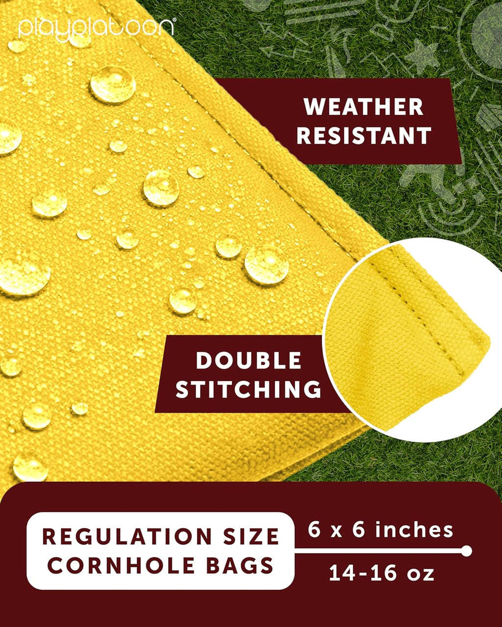Cornhole Bags Weather Resistant- Set of 8 Regulation Bean Bags for Tossing- Official Professional Size & Weight Corn