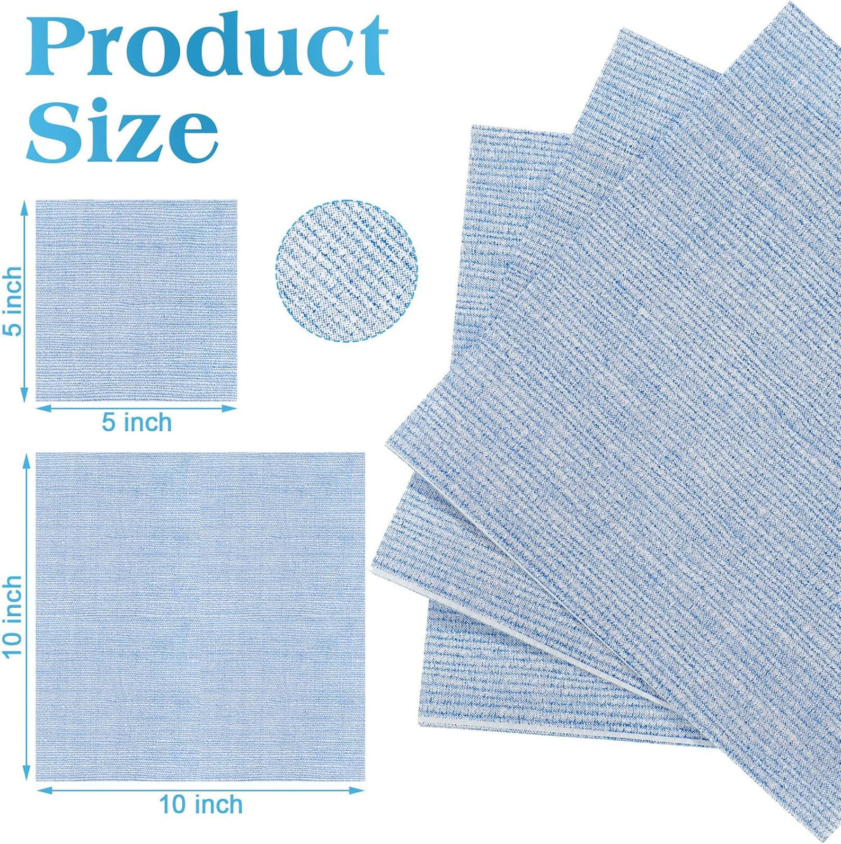 100 Pack Blue Linen Cocktail Napkin 10x10 Inch Disposable Napkins