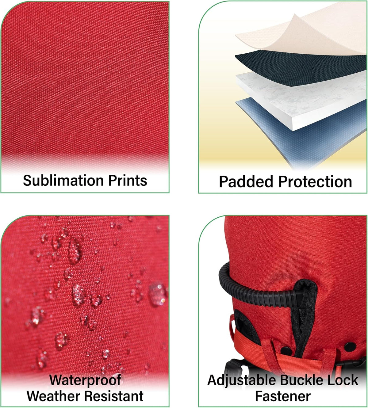 Golf Bag Rain Hood Cover for Standard Size, Waterproof 1260D Oxford Polyester, 12x20 Inches, Thick Padding
