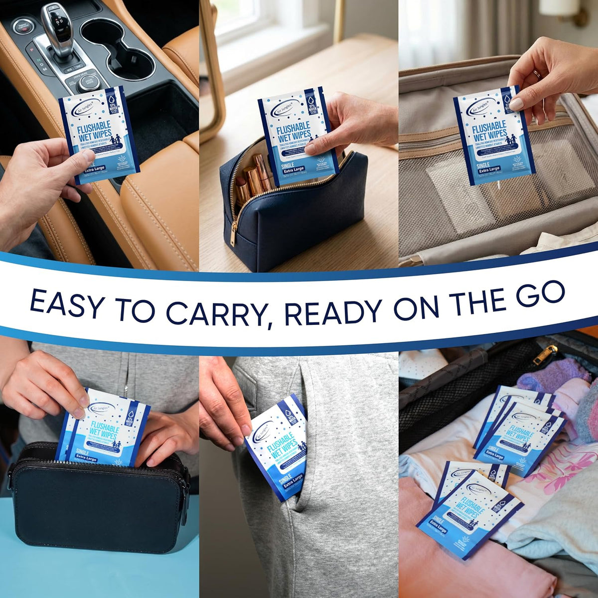 Flushable Wipes Travel Size Individually Wrapped 50 Ct