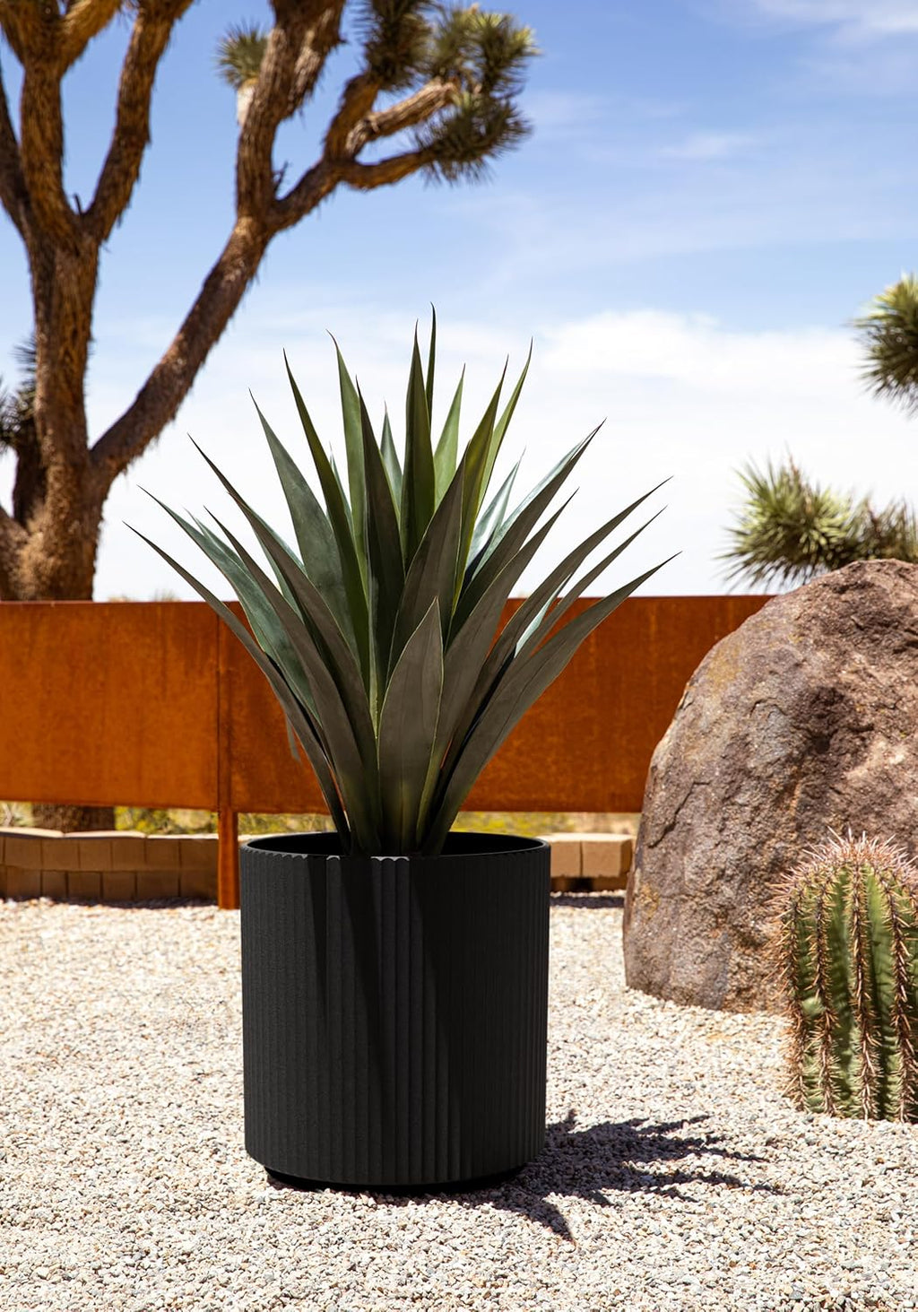 Round Demi Planter Pots for Indoor/Outdoor Garden Use, Made from Plastic-Concrete Mix with Drainage Holes, Perfect