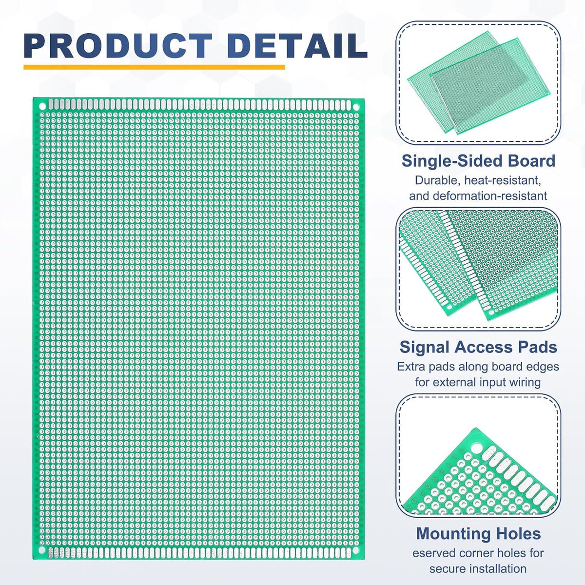 5Pcs 20x15cm PCB Prototype Board w 40-Pin Headers, Green