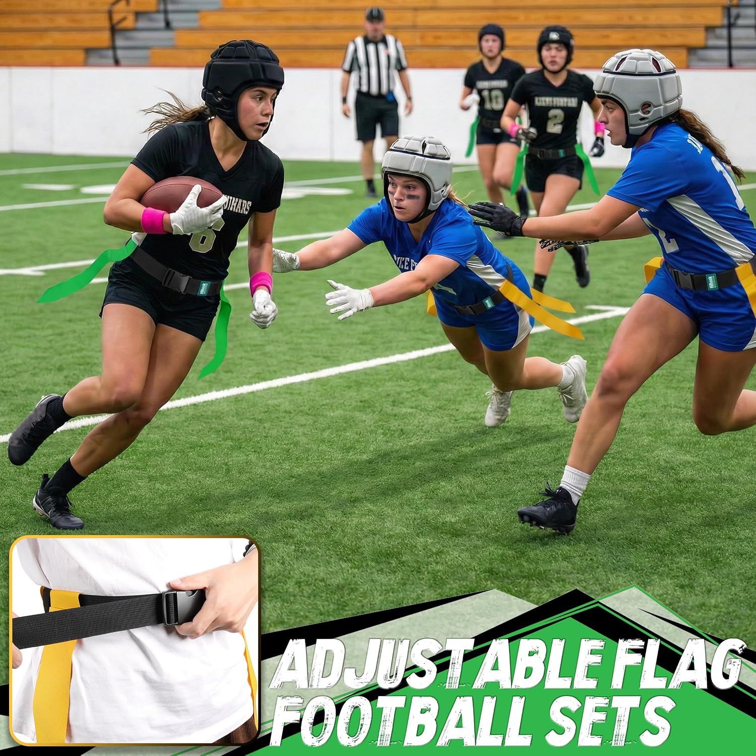 14-Player Flag Football Belts with 42 Flags For Kids, Youth & Adult | Two-Color, One Size Fits All, Quick-Release