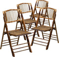 Folding Bohemian Bamboo Chairs with Curved Backs, Modern Bamboo Folding Dining Chairs, 300 lb. Static Weight