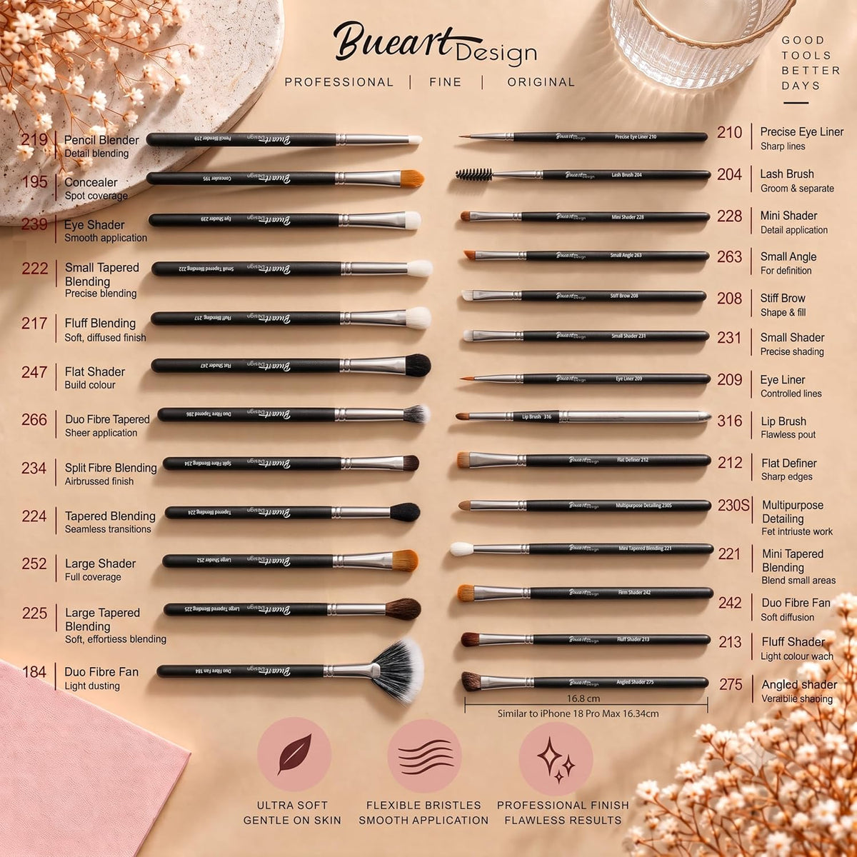 42Pcs PRO Grade Makeup Brushes Set Ultra Soft (Black)