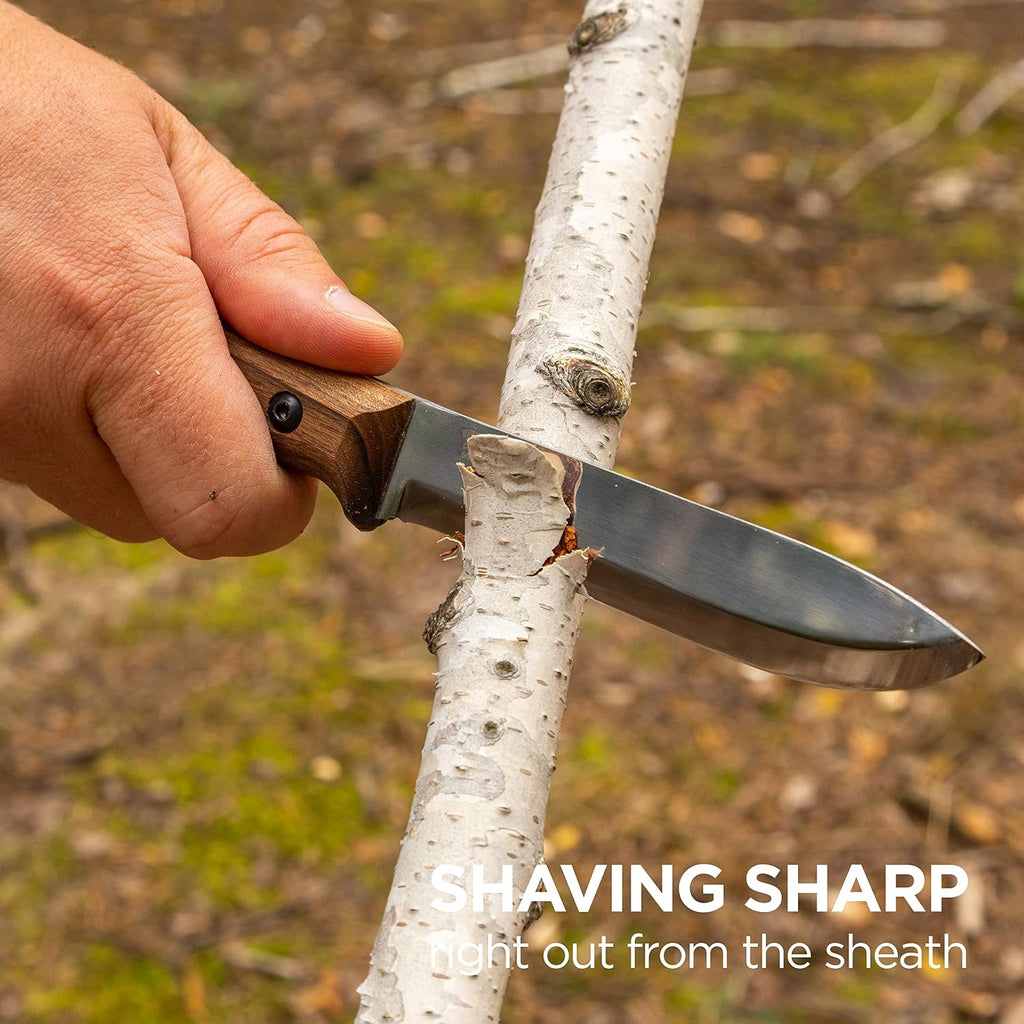 BS2FT CSH - Full Tang Bushcraft Knife With Leather Sheath - Survival Tactical Knife - Camping Knives - Outdoor Knives