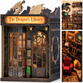 Dragon Library Book Nook Kit, DIY Dollhouse Booknook Bookshelf Decor