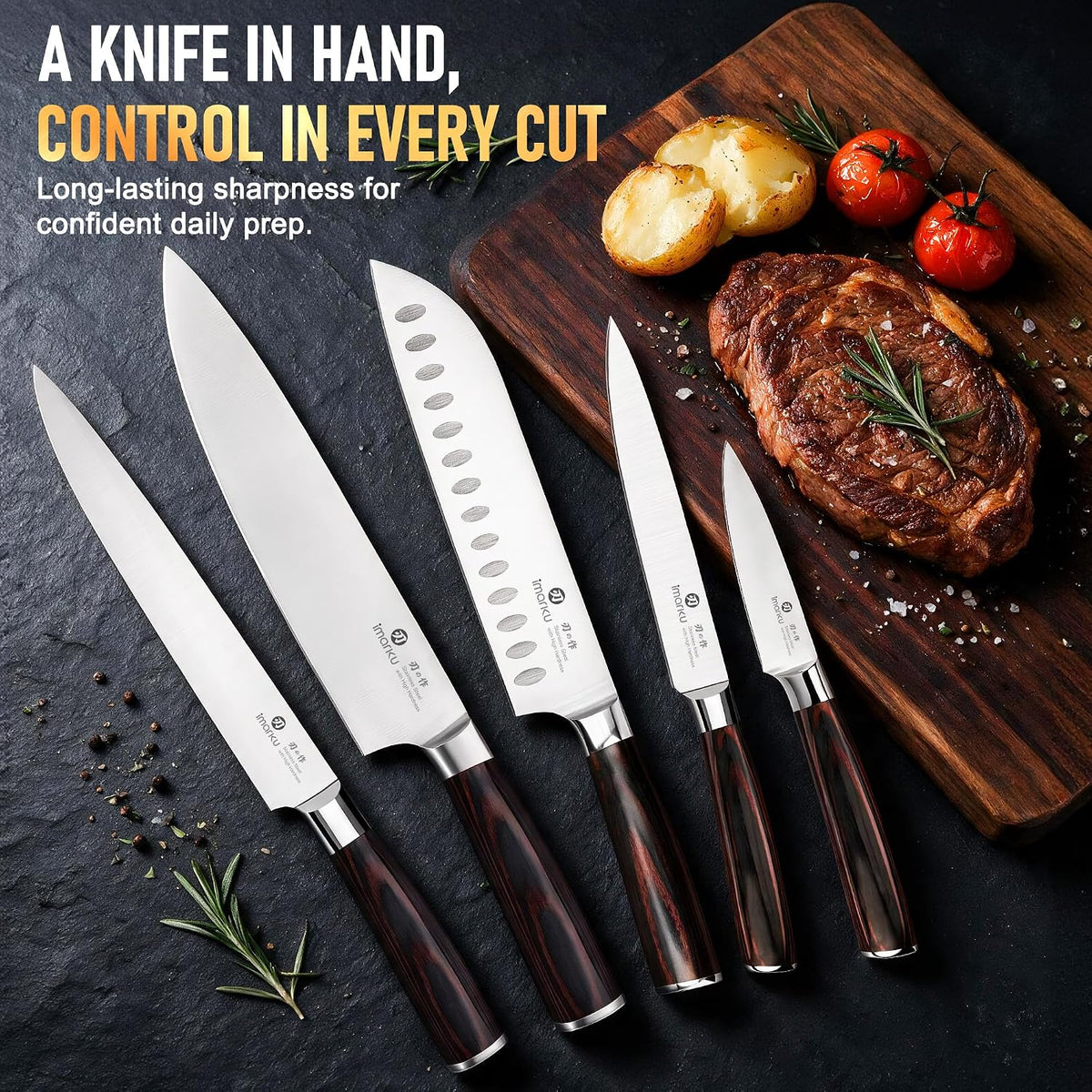 5PCS Kitchen Knife Set - Japanese High Carbon Stainless Steel Knives