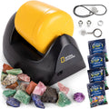 National Geographic Starter Rock Tumbler Kit for Kids and Adults | Leak-Proof Rubber Barrel, 1/2 Lb. Rough Gemstones