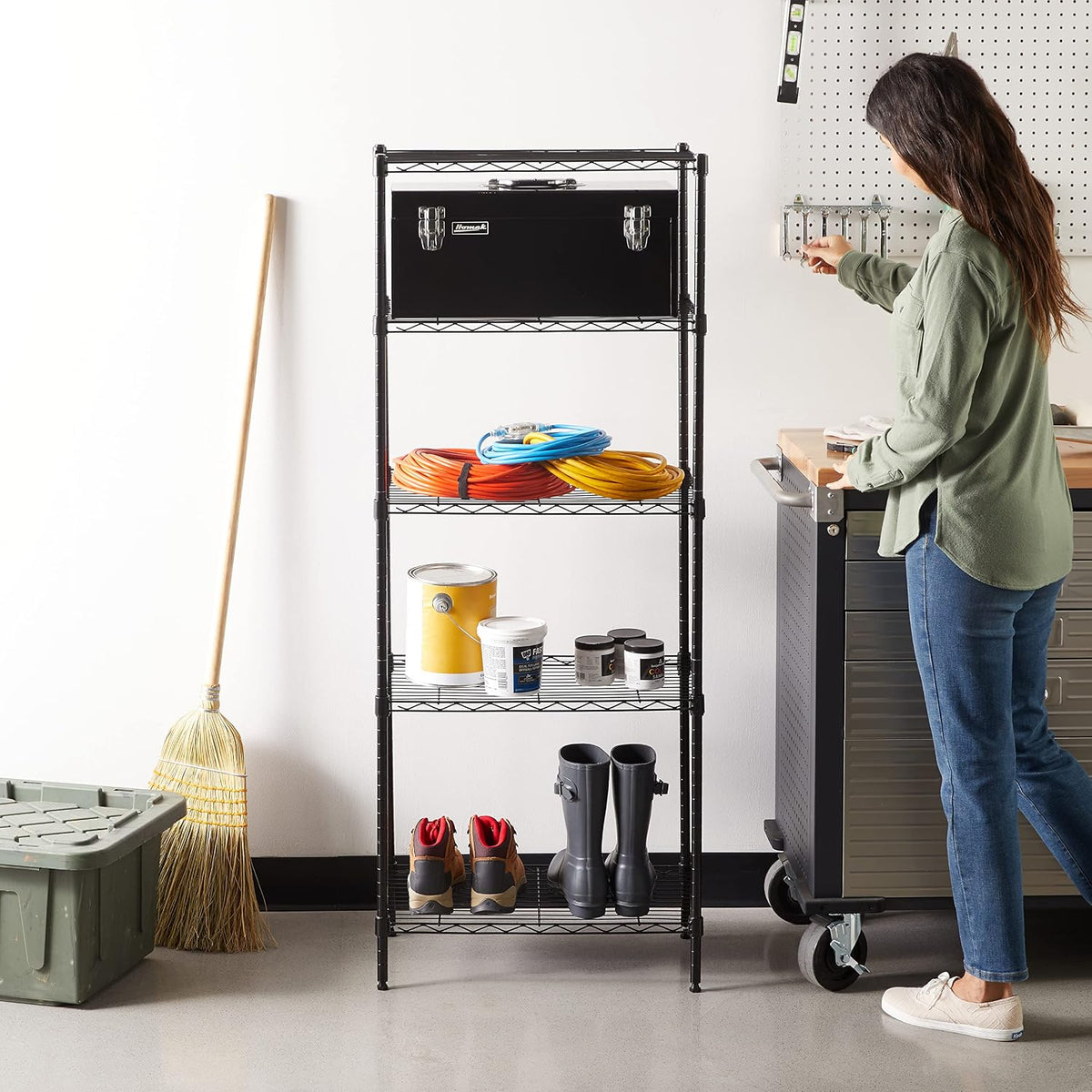 5-Shelf Multipurpose Adjustable Steel Garage Shelving Unit, Storage Rack for Kitchen, 200 lbs Per Shelf, Easy