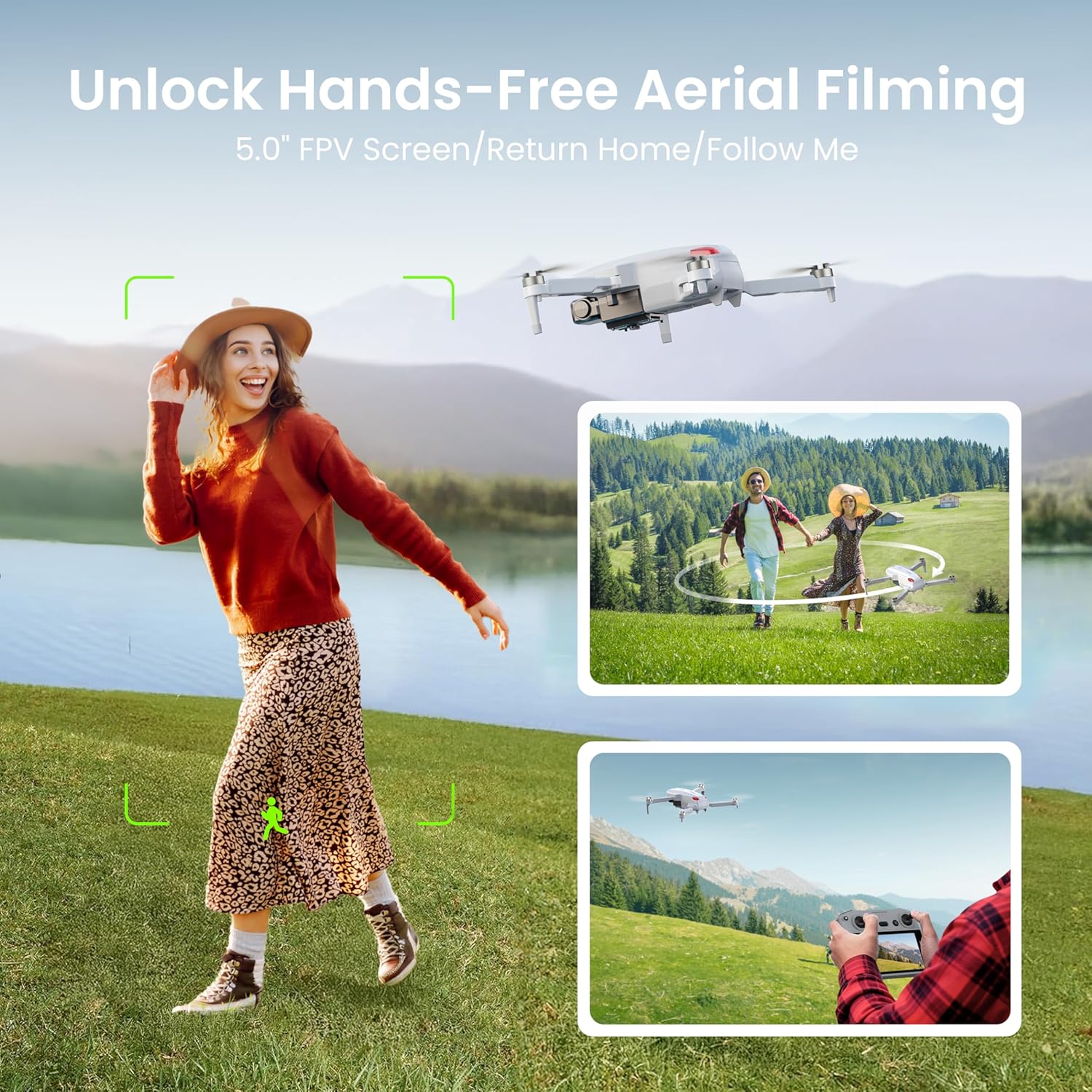 Drones with Camera for Adults 4K, GPS Drone with Controller Screen | EIS 4K Camera, 5.0" Screen on Controller, 70