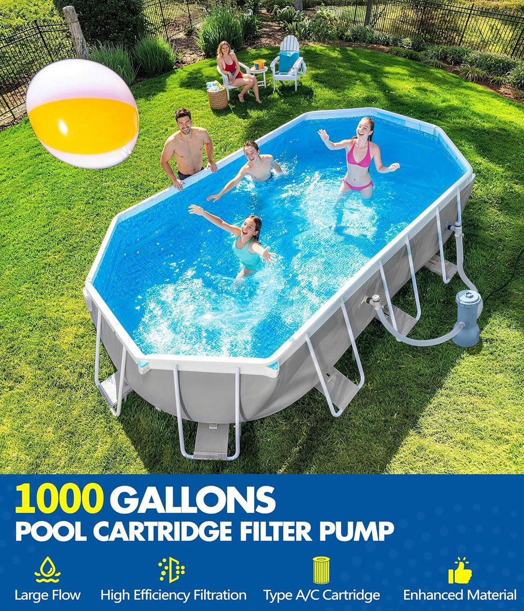 Pro Series 1000 GPH Above Ground Pool Filter Pump, Powerful Pool Cartridge Filter Pump, Water Circulation and