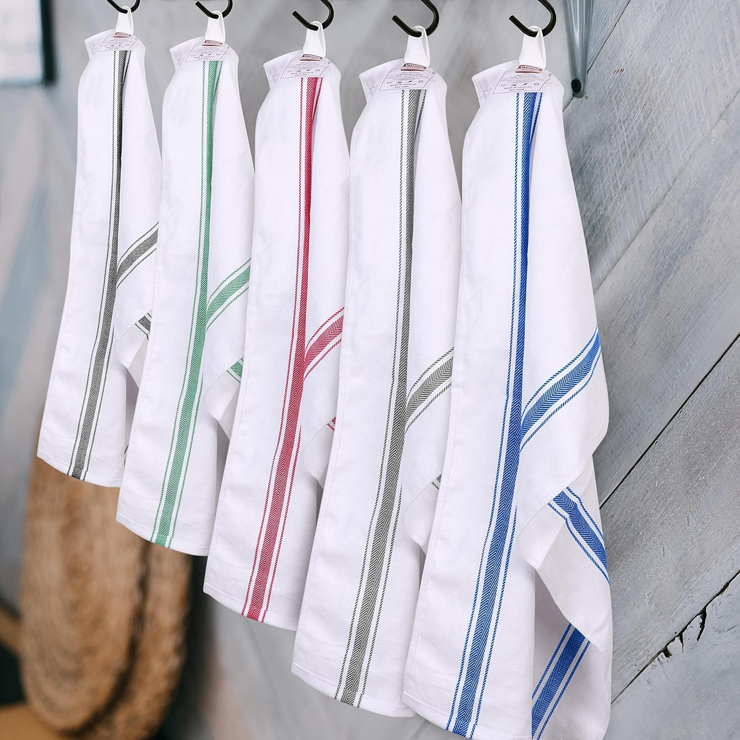 Green Dish Towels [12 Pack - 15 x 25 Inches] 100% Ring Spun Cotton Highly Absorbent & Reusable Cleaning Bar, Tea