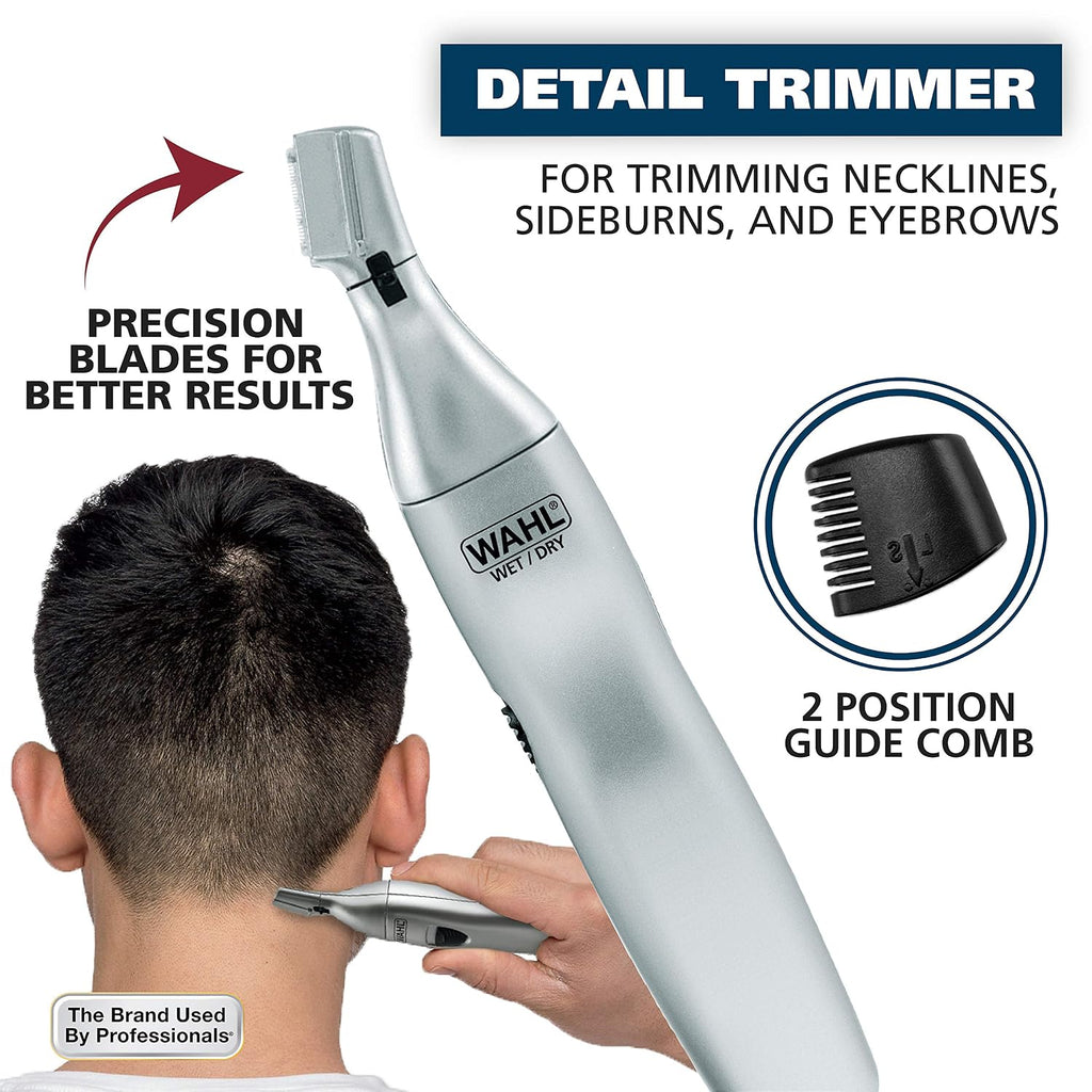Battery Men’s Nose Hair Trimmer - Eyebrows, Neckline, Nose & Ear Hair | Quick Multi-Head Cordless Precision Trimming