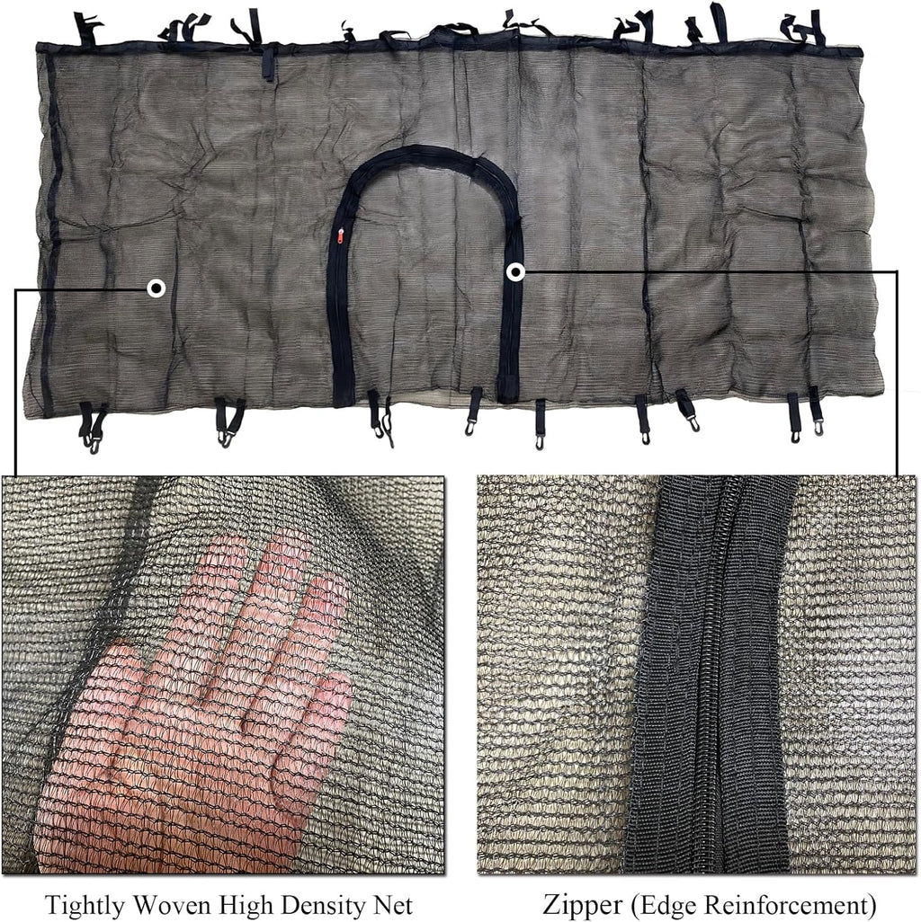 55" 60" Trampoline Replacement Net with Zipper and Hooks, Breathable and Tear Resistant, Trampoline Enclosure Net