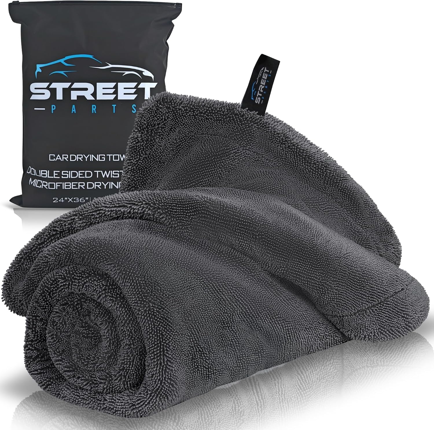 Car Drying Towel 24"x36" 1400GSM Edgeless Microfiber Towel, Ultra-Absorbent Auto Detailing Towel with Twisted-Loop