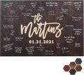 Personalized Wedding Guest Book Alternative | Family Name, Date | 5 Optional Wooden Colors, 2 Optional Shapes, 4