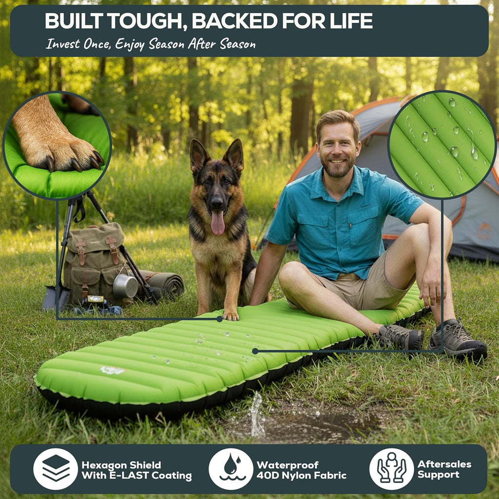 ApolloAir 5.2 R-Value [17oz] Ultralight Insulated Inflatable Camping Sleeping Pad — Backpacking Sleeping Pad— Camping