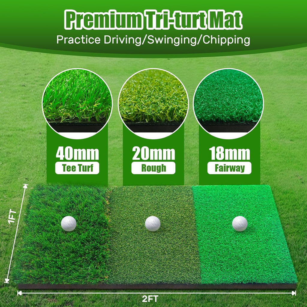 Golf Net with Practice Mat,Golf Hitting Aid Nets 10x7FT for Backyard Driving Chipping Training Swing,Gifts for Men