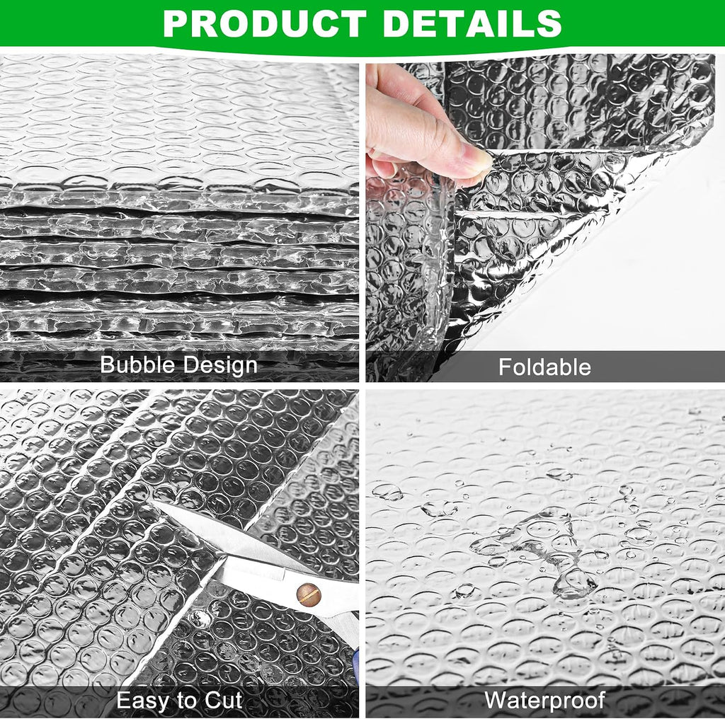 16P Garage Door Insulation Kit Panels 6MM 16x8FT for Double Garage Door, Pre-Cut Bubble Reflective Aluminum Foil