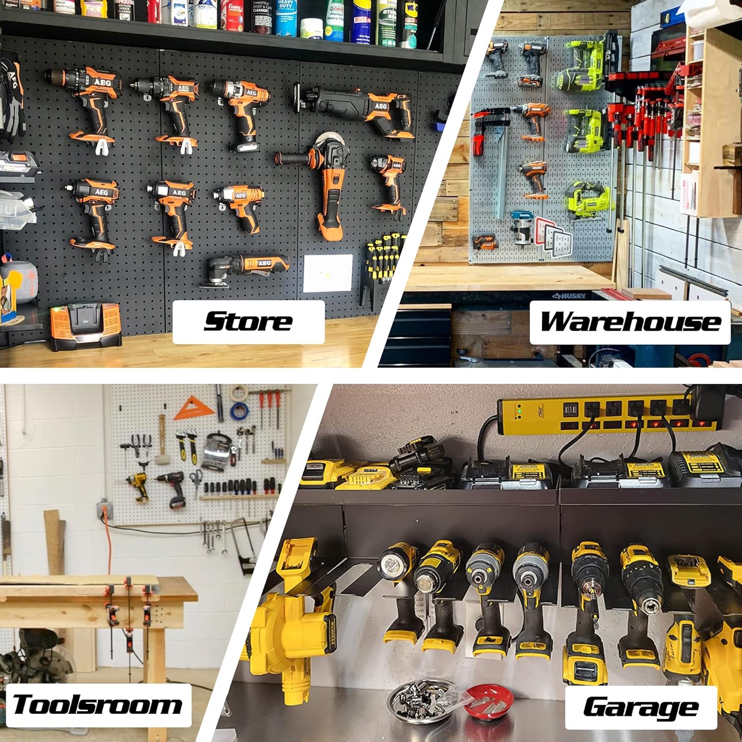 Magnetic Power Tool Organizer, Utility Storage Rack Shelf with Screwdriver Holder,Wall Mount Heavy Duty Cordless