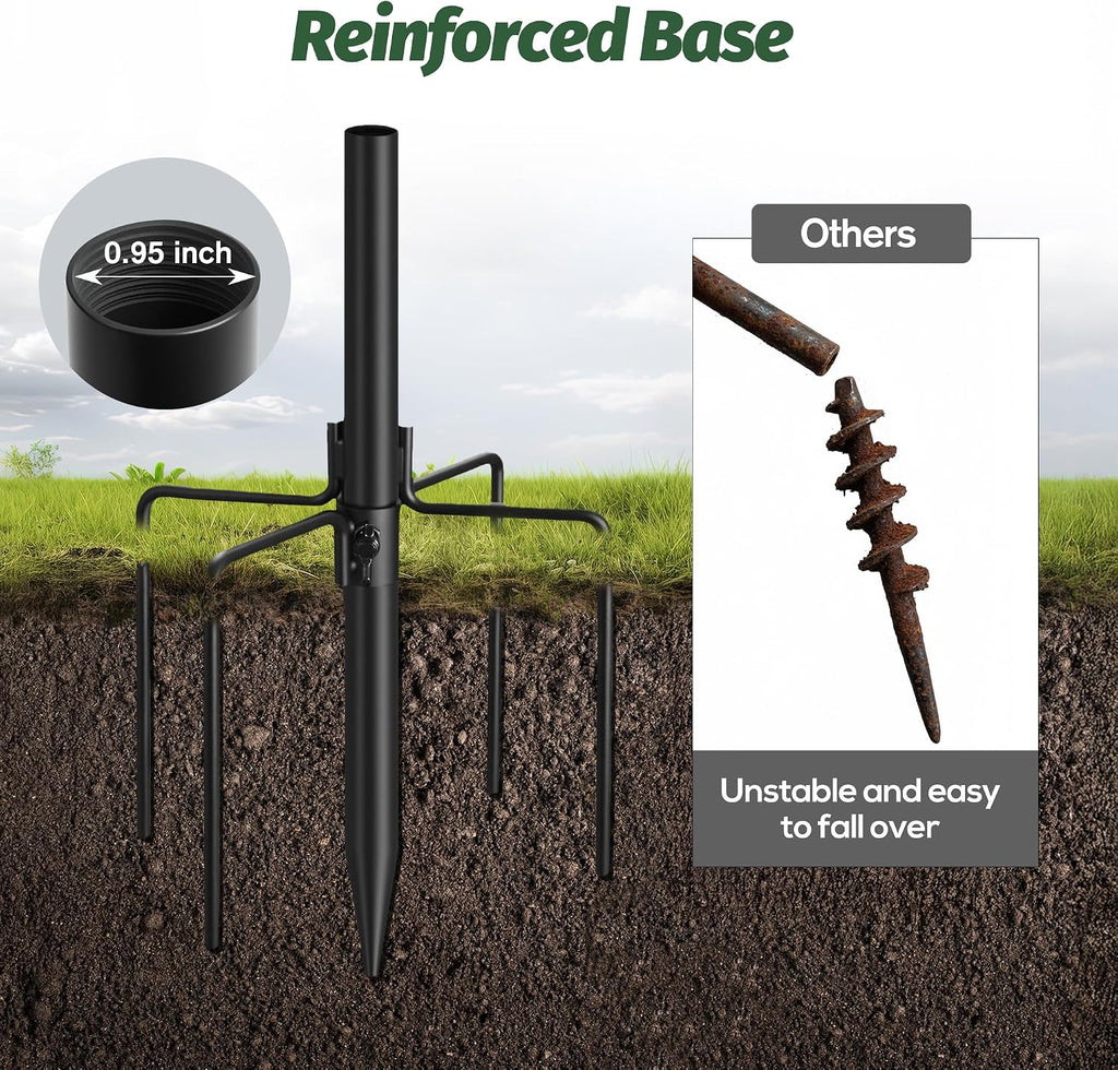 79 Inch Bird Feeder Pole Kit, 5-Prong Base, Hanging Hook