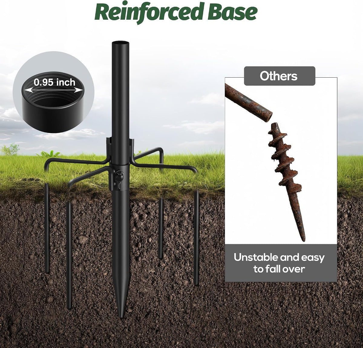 79 Inch Bird Feeder Pole Kit, 5-Prong Base, Hanging Hook