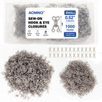 1000 Pair Tiny Hook and Eye Sewing Kit Silver Bra Hook Replacement