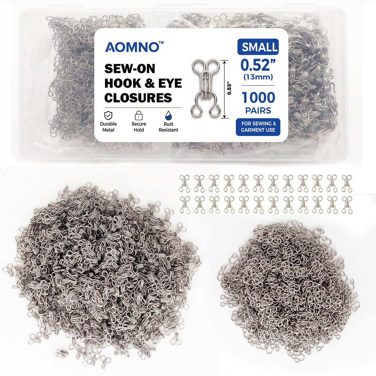 1000 Pair Tiny Hook and Eye Sewing Kit Silver Bra Hook Replacement