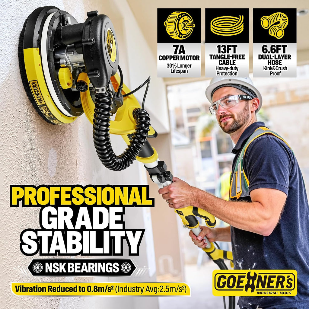 Drywall Sander, 780W Electric Drywall Sander with Vacuum Attachment, Auto Dust Collection, 7 Variable Speed