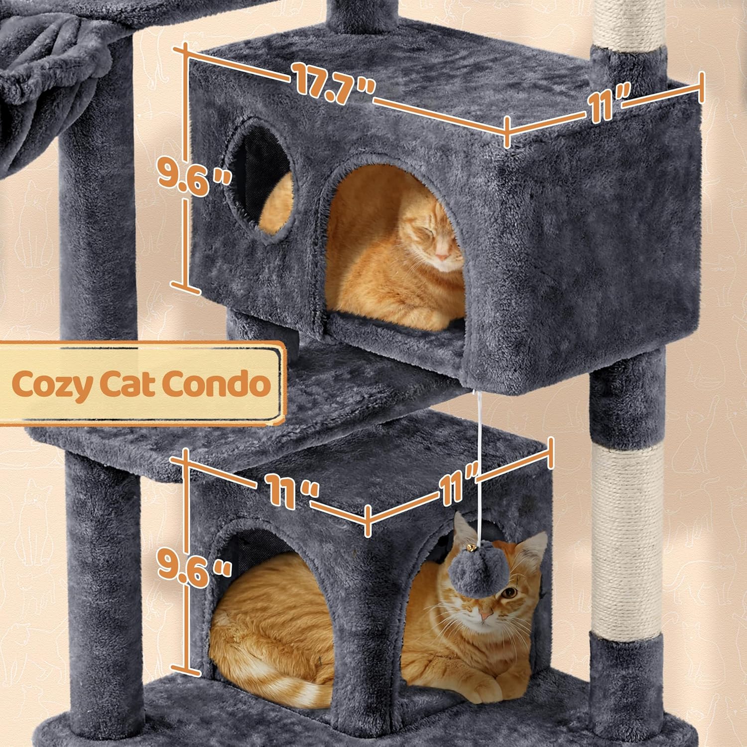 57 inches Multi-Level Cat Tree Cat Condo with Scratching Posts Kittens Activity Tower Pet Play House Furniture