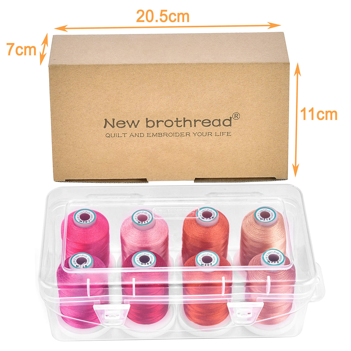 8 Spools Embroidery Machine Thread with Box -Pink/Rose/Flesh