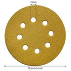 JUNE SUN 30Pcs 5 Inch 8-Hole 120 Grit Hook & Loop Sanding Discs
