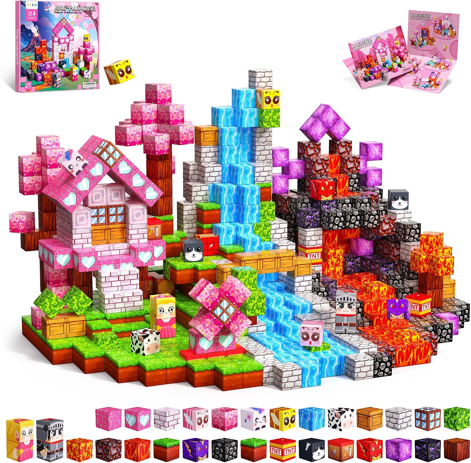 Magnetic Blocks for Kids, 100PCS 0.8inch Magnetic Building Blocks, Magnetic Cubes for STEM Constructions Magnetic