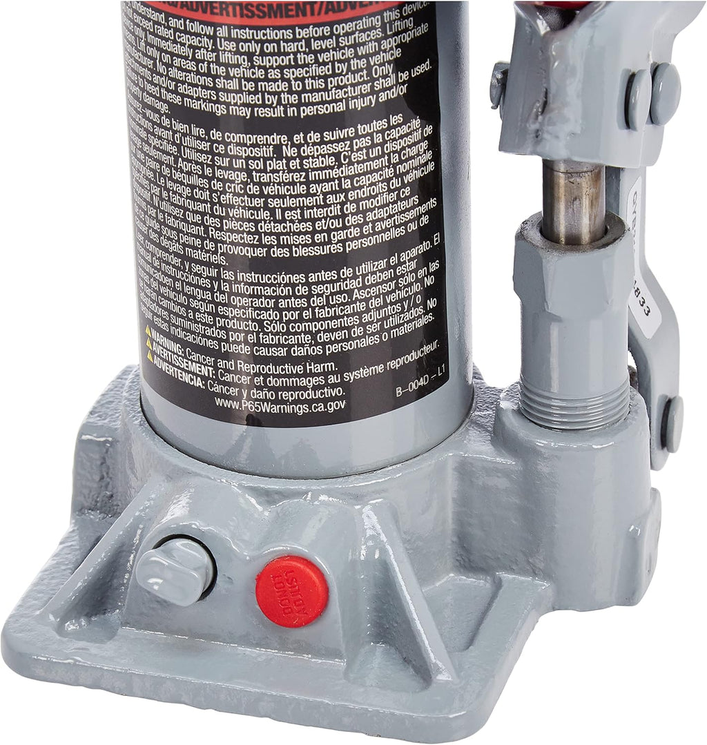 B-004D Grey Hydraulic Bottle Jack for Truck - 4 Ton Capacity